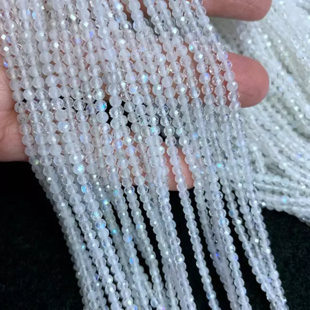 Rainbow Moonstone 2.5 MM Round Micro Faceted Rondelle Beads Strand AAA Gemstone