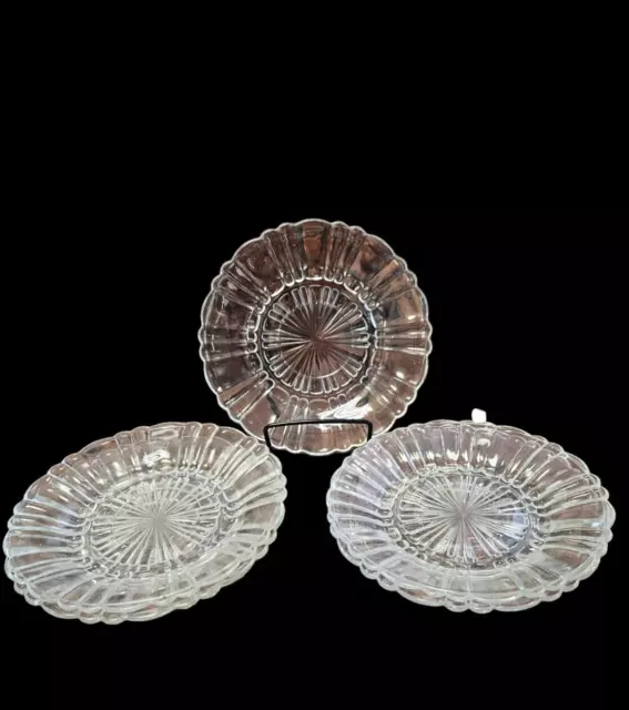 Set of 5 Antique 1930s Anchor Hocking Old Cafe Clear 6" Bread & Butter Plates