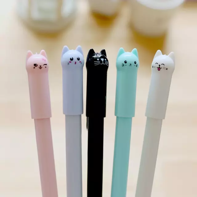 6 PEZZI/SET PENNA gel gatto nero inchiostro penne Kawaii