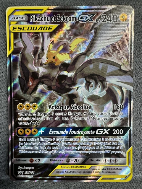 CARTE POKÉMON ESCOUADE Pikachu et Zekrom gx promo sm168 Alternative ...