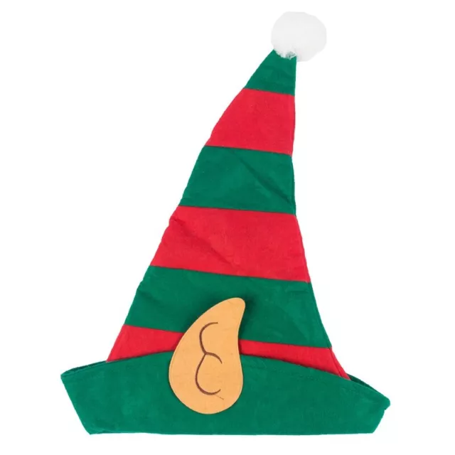 Adult Christmas Elf Hat Red Green Striped Cap Costume Xmas Party Decor