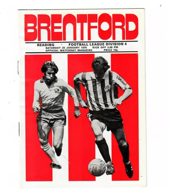 1974/75 Brentford v Reading Football Programme