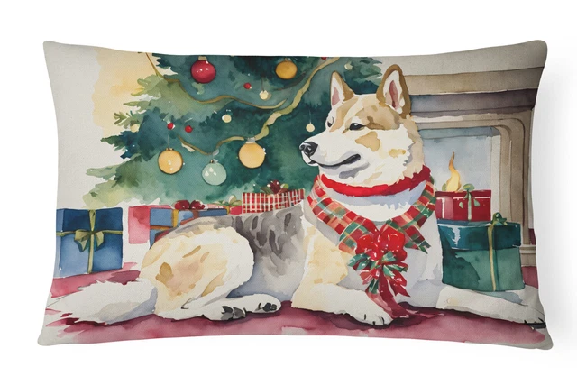 Akita Christmas Canvas Fabric Decorative Pillow DAC1220PW1216