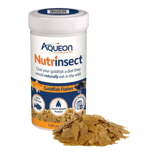 Copos de peces de colores Aqueon Nutrinsect 1,59 oz proteína de insectos natural alimento para peces 2