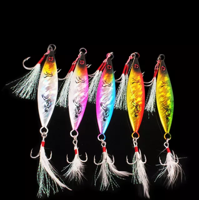 5pcs 20-200g Micro Butterfly Metal Jig Fishing Lure Bait Jigging Tuna Slow Lure