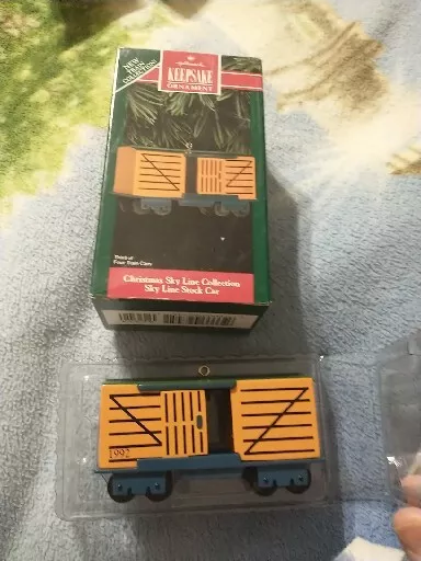 Hallmark Keepsake Tree Ornament Train Collection Sky Line Stock Car Vintage 1992