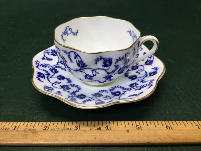 Vtg Coalport Cobalt Blue & White w/ Gold Rim Cup and Saucer ~ England ~ Floral