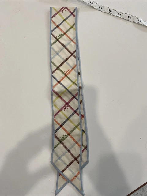 Coach Classic Signature Logo Silk Hair Handbag Scarf Tie Accessory MULTI COLOR