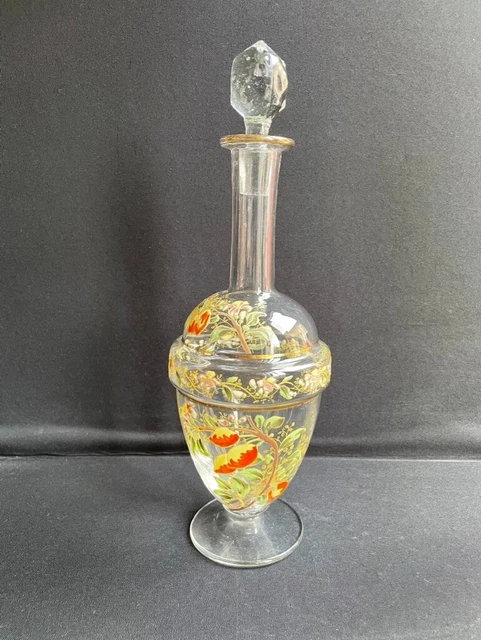 Ancienne carafe emaillee LEGRAS décor floral art nouveau 3