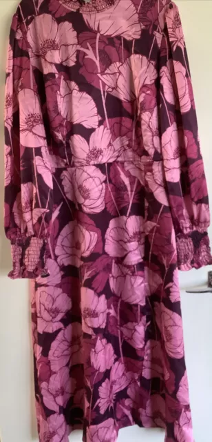 LIPSY NEW  Pink Floral MIDI Dress Size 14 Fits 12/14