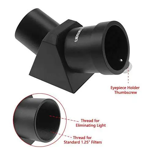 Astromania 1.25 45-Degree Diagonal Prism Optical Prism Inside Rather Than a Mirr 2