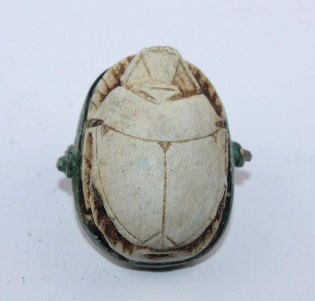 GRAN RARO ANTIGUO REINO EGIPCIO ANTIGUO ANILLO FARAÓNICO Escarabajo...