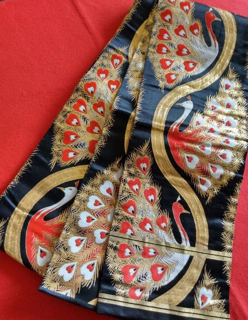 MARU OBI Japanese Kimono Girl's Round Obi Peacock Antique Classic