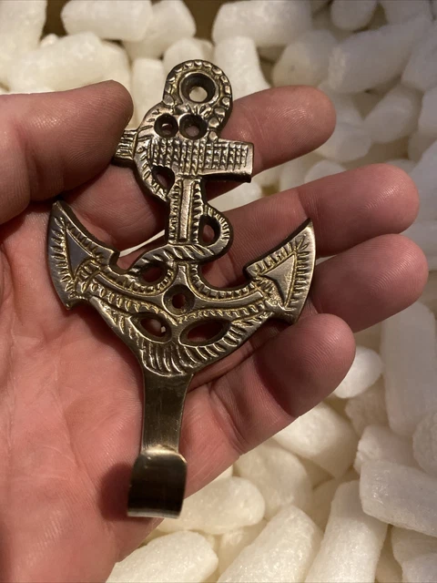 Anchor Navy Coat Hook Decor Patina Rustic Brass Seaman Boat Cabin Lake GIFT