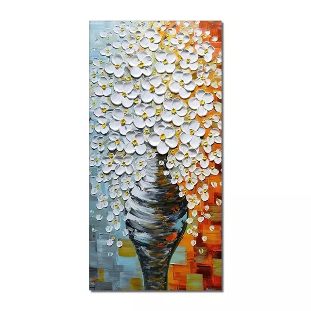 Dipinto ad olio fatto a mano vaso di fiori. Quadro Olio Dim. 70x140cm