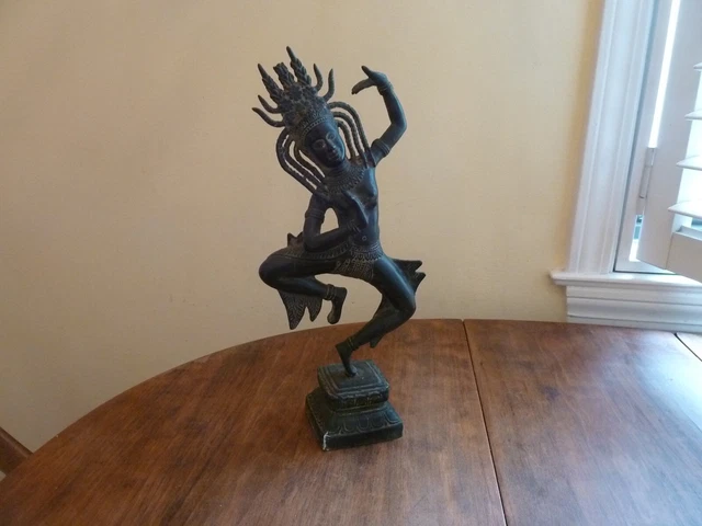 Antique Khmer Style Angkor Wat Bronze Standing Apsara or Angel