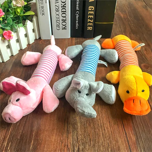 DE Pet Chew Play Quietscher Puppy Quietschend Bequem Plüsch Sound Hundespielzeug