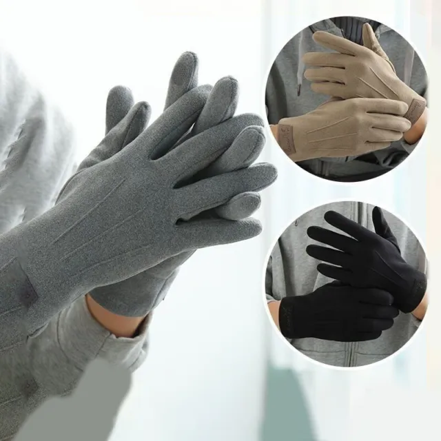 Winter Keep Warm Plus Velvet Inside Suede Mens Gloves Man Outdoor Cycling Glove