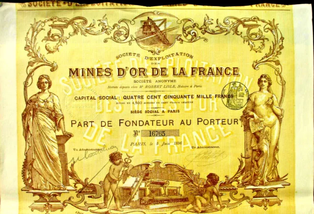 Lot 10x Exploit. Mines D' Or de la France Gold Mine Paris 1896 Aktie Frankreich