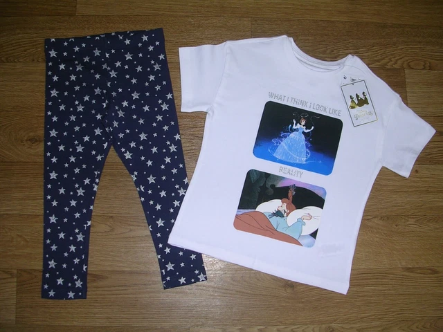 Leggings Camicia Pigiama Pigiama Ragazze Disney Princess Nuova con etichette Età 3 98 cm NUOVI