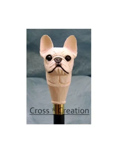 Bulldog Head Carved Handle Unique Wooden Walking Stick Cane French Style Best