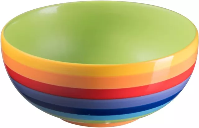 Hand Painted Rainbow Striped Set Of 2 Ceramic Tapas Bowls | Snack Bowl Set