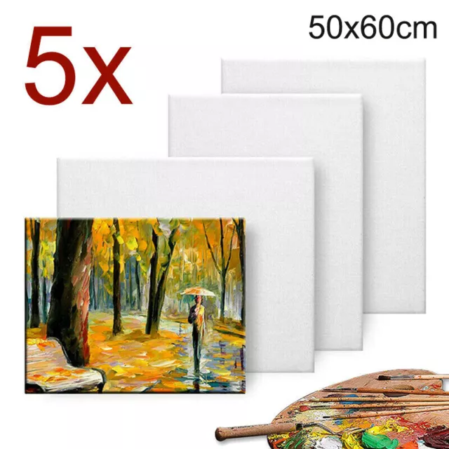 5x Artist Canvas Blank Stretched Art Large White Range Oil Acrylic Wood 50X60CM