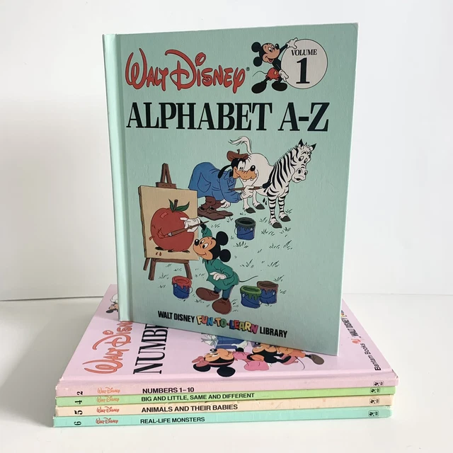 WALT DISNEY FUN TO LEARN Library Lot Of 5 Vintage Books Volumes 1 2 4 