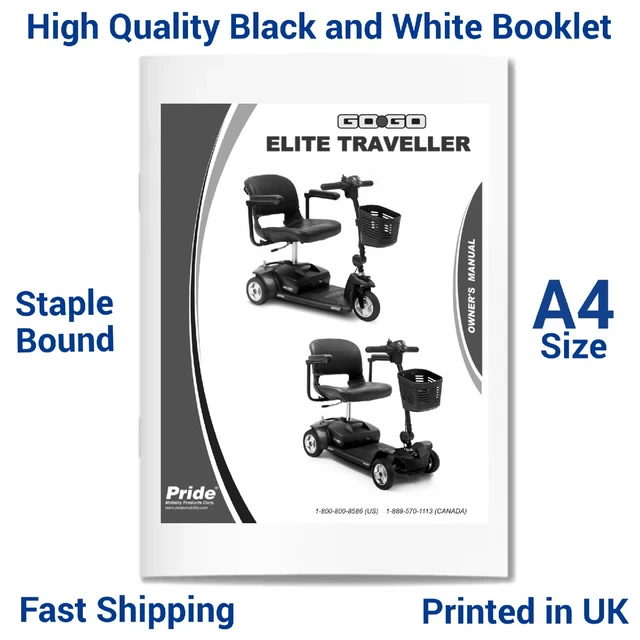 PRIDE GOGO ELITE Traveller Mobility Scooter User Manual Black and White