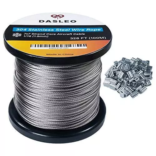 uxcell 10M Length 1.5mm Dia 304 Stainless Steel Flexible Steel Wire Cable