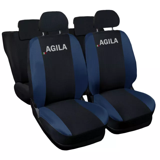 Coprisedili Auto Compatibili Con Agila Fodere Bicolore Nero - Blu Scuro