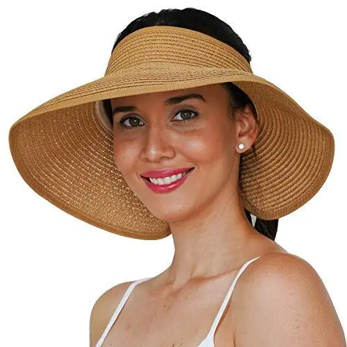 Sombrero de sol enrollable GearTOP para mujer - ala ancha plegable playa sombreros de sol para mujer
