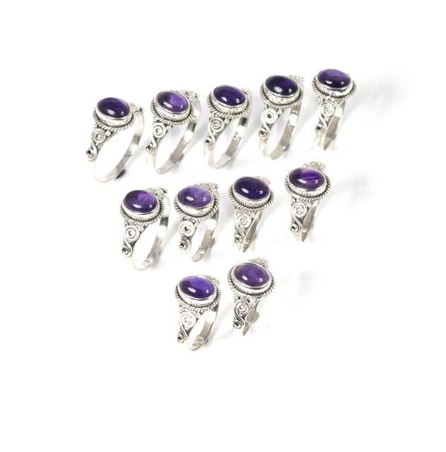 Wholesale 11pc 925 Solid Sterling Silver Purple Amethyst Ring Lot r183