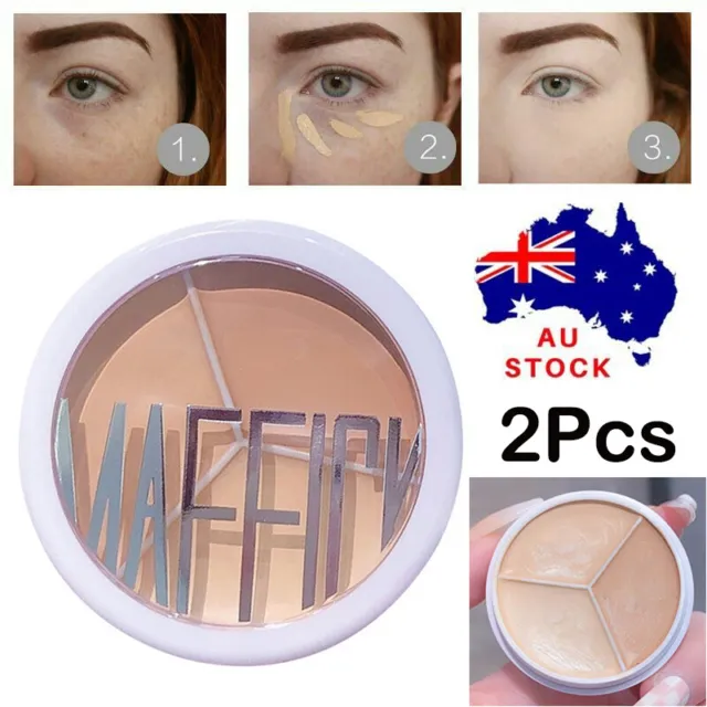 2Pcs 3 Colors Makeup Contour Face Cream Concealer Palette Professional for Acne