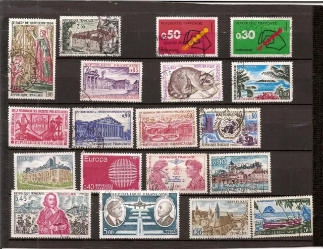 N°107-lot de 19 timbres France de1970 à1976-oblitérés différents