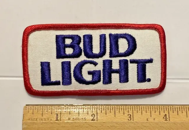 Budweiser Bud Light Beer Red White Blue 4" Long Embroidered Patch Badge