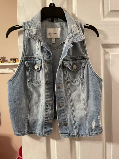 Girl's Jessica Simpson Denim Light-Washed Vest Size Small EUC! 2