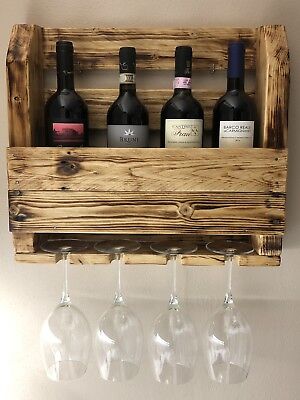 large Barnwood Brown Altro Montaggio a parete 12 porta bicchiere di vino da parete in legno Inverted calici di visualizzazione 