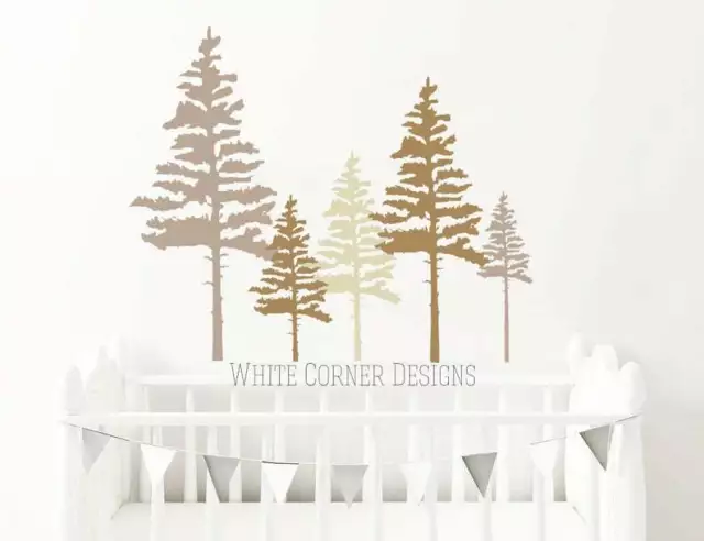 2 Color Pine Tree Forest Wall Decals,Tree Wall Decals, Forest Mural, Forest tree