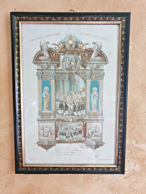 CERTIFICAT DE 1ERE communion d’André Marie Peuble de 191 cadre style ...