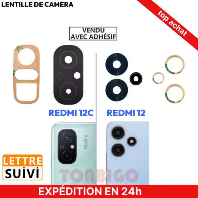 Vitre arrière caméra XIAOMI REDMI 12C 12 Lentille appareil photo verre lens