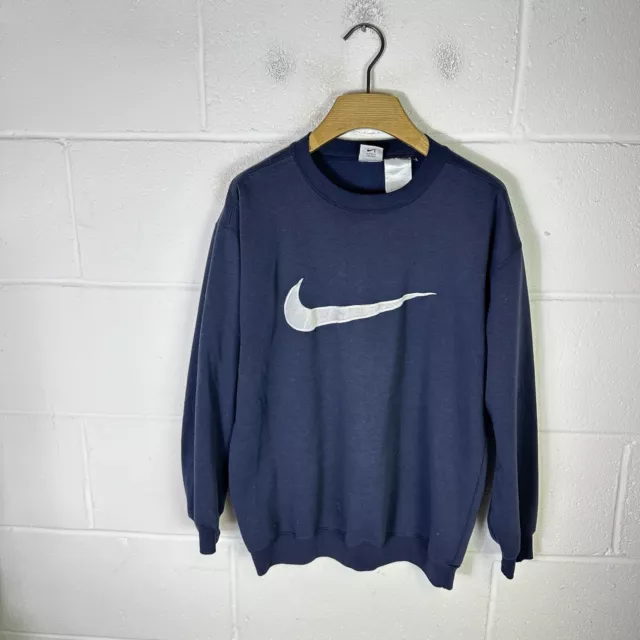Vintage Nike Sweatshirt Mens Large Blue Centre Swoosh Retro 90s Pullover Travis