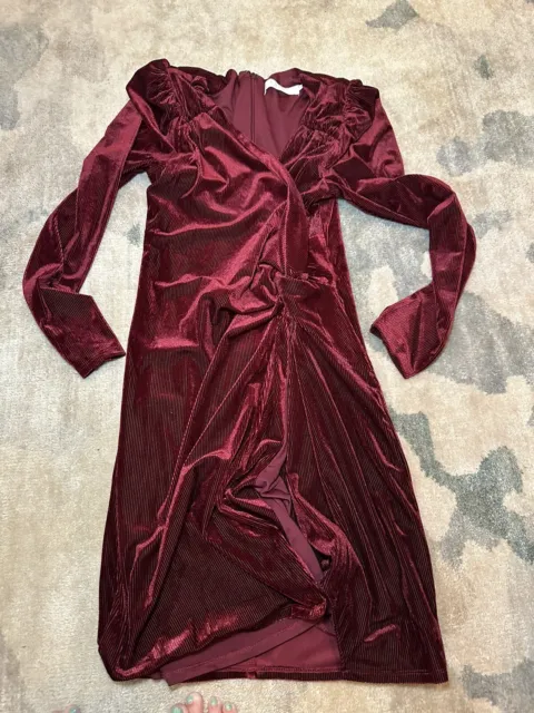 ASTR The Label Mini Dress Long Sleeve Velour Maroon Red Women's Size Small EUC