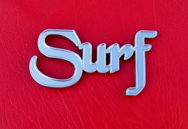 SURF CAR BADGE Chrome Metal Emblem UK NEW Surfer Board Rider Beach fits Kombi VW