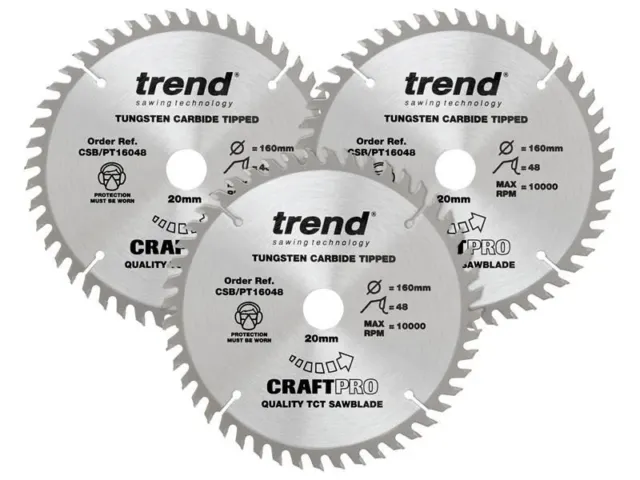 Trend - CraftPro Panel Trim Saw Blade 160 x 20mm x 48T (Pack 3)