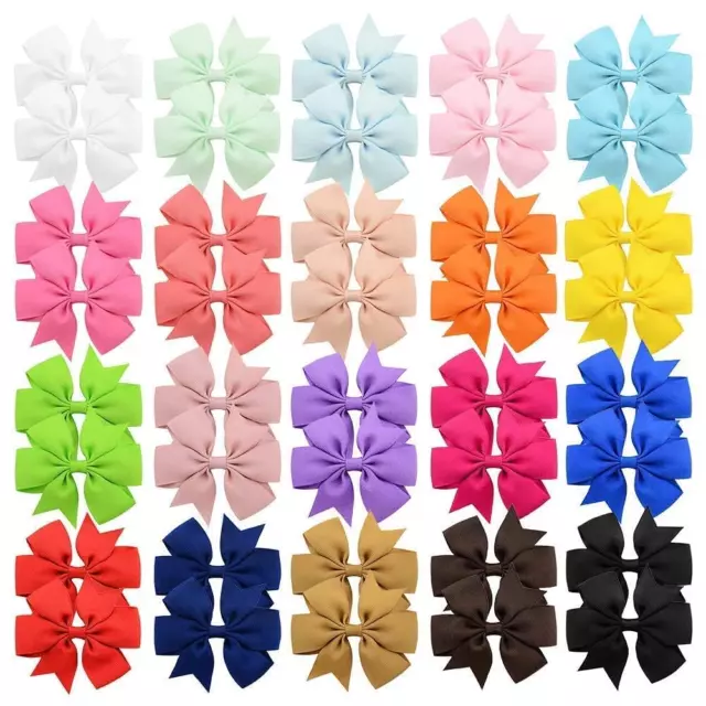 40PCS 3 Inch Hair Bows for Girls Grosgrain Ribbon Toddler Hair Accessories with