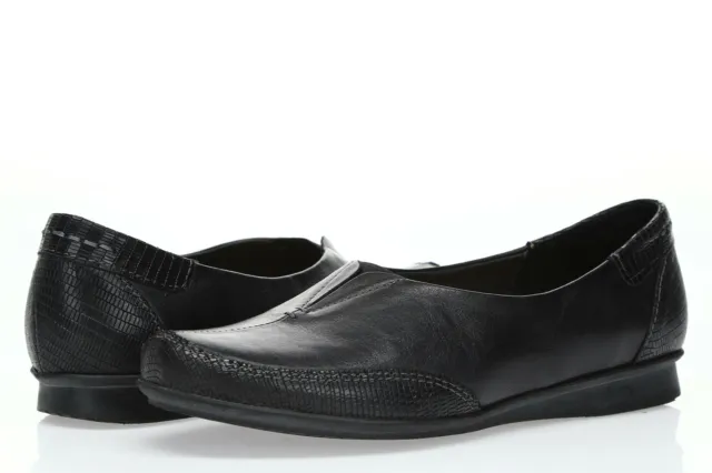 Taos Womens Marvey Black Cracked Leather Flat Slip On Loafer Shoes Size 37