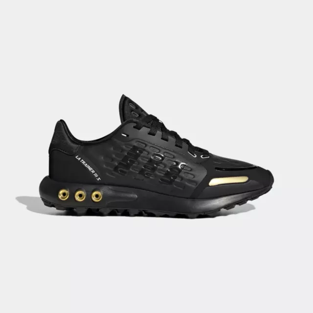 Seminario paso Arenoso ADIDAS LA TRAINER 3 Mens Trainers Black Gold Size Uk  7,7.5,8,8.5,9.5,10,10.5 £69.99 - PicClick UK