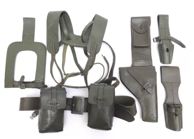 GENUINE Argentine ARMY complete Green LEATHER WEBBING LOT - Falklands war period