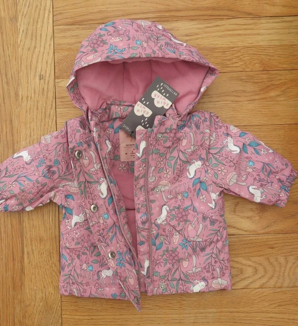 NEXT BABY GIRL 3 6 months pink unicorn raincoat hooded jacket coat